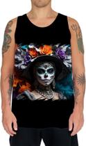 Camiseta Regata La Catrina Mexicana Dama Esqueleto 11 Camiseta Regata La Catrina Mexicana Dama Esqueleto 11