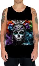 Camiseta Regata La Catrina Mexicana Dama Esqueleto 12 Camiseta Regata La Catrina Mexicana Dama Esqueleto 12