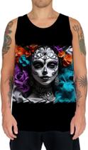 Camiseta Regata La Catrina Mexicana Dama Esqueleto 14 Camiseta Regata La Catrina Mexicana Dama Esqueleto 14