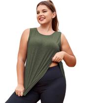 Camiseta regata LALAGEN Plus Size UV Sun Protection Army Green Camiseta regata LALAGEN Plus Size UV Sun Protection Army Green