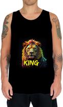 Camiseta Regata Leão Ilustrado Cromático Abstrato Rei 3