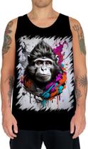 Camiseta Regata Macaco Monkey Ilustrado Vetor 6