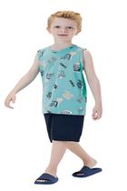 Camiseta Regata Machão Menino Surf Havai Cotton Leve