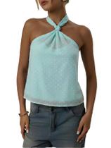 Camiseta regata MakeMechic Tie Back Halter Sheer Swiss Dots Green Camiseta regata MakeMechic Tie Back Halter Sheer Swiss Dots Green