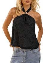 Camiseta regata MakeMechic Tie Open Back Halter Metal Summer Black
