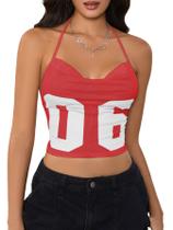 Camiseta regata MakeMechic Y2k sem encosto estampada laranja feminina