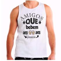 Camiseta regata masculina abada carnaval amigos que bebem juntos frase