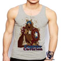 Camiseta Regata Masculina Capitao Caverna America Caverica Heroi Camiseta Regata Masculina Capitao Caverna America Caverica Heroi