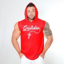 Camiseta Regata Masculina Capuz Machão Academia Treino Gratidão