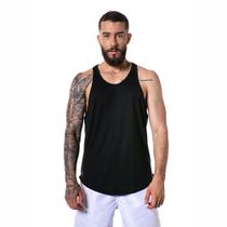 Camiseta Regata Masculina Cavada Oversized Longline Preta