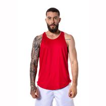 Camiseta Regata Masculina Cavada Oversized Longline Vermelha
