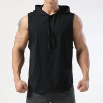 Camiseta Regata Masculina Com Capuz, Cor Sólida, Estilo Hip Hop, Para Corrida