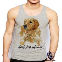 Camiseta Regata Masculina Dont Stop Cachorro Golden Retriever Camiseta Regata Masculina Dont Stop Cachorro Golden Retriever