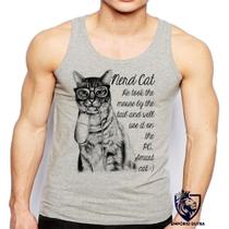 Camiseta Regata Masculina Gato Nerd Mouse Boca Rato Camiseta Regata Masculina Gato Nerd Mouse Boca Rato