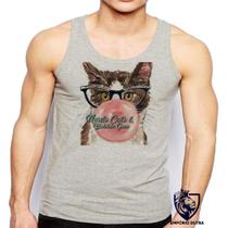 Camiseta Regata Masculina Gatos Nerds Chicletes Cats Bubble Gum Camiseta Regata Masculina Gatos Nerds Chicletes Cats Bubble Gum