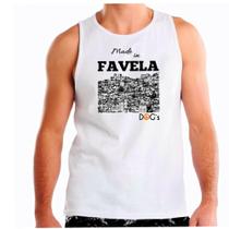 Camiseta regata masculina made in favela comunidade quebrada