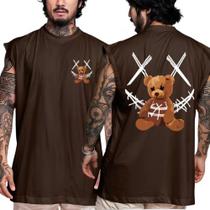 Camiseta Regata Masculina Oversized Streetwear Estampada Bear X Smiley Envio Rapido