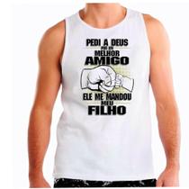 Camiseta regata masculina pedi a Deus amigo filho papai pai dia dos pais