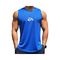 Camiseta Regata Masculina Sem Mangas Em Malha Secagem Rápida Gola Redonda Para Fitness Natação