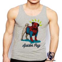 Camiseta Regata Masculina Spider Pug Homem Aranha Cachorro