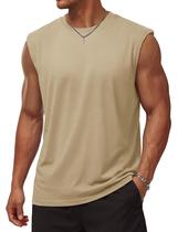 Camiseta regata masculina TACVASEN de algodão sem mangas, cáqui clara, S Camiseta regata masculina TACVASEN de algodão sem mangas, cáqui clara, S