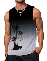 Camiseta regata masculina Tanihanp Gradient Palm Tree sem mangas XL