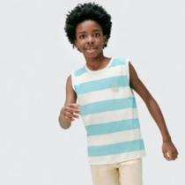 Camiseta Regata Menino Infantil Listras Azul - Hering