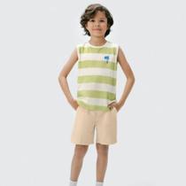 Camiseta Regata Menino Infantil Listras Verde - Hering