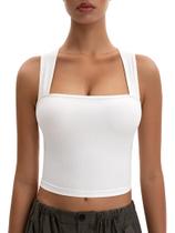 Camiseta regata MOSSROZZ Freedom Unbound branca com nervuras para mulheres
