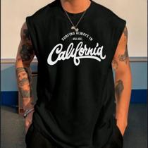 Camiseta Regata Oversized Academia Masculina Treino Los Angeles Streetwear Sport Camiseta Regata Oversized Academia Masculina Treino Los Angeles Streetwear Sport