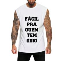 Camiseta Regata Oversized Facil Pra Quem Tem Odio Academia Musculação Camiseta Regata Oversized Facil Pra Quem Tem Odio Academia Musculação