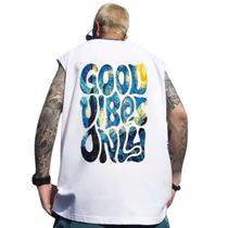 Camiseta Regata Oversized Good Vibes Vicen Estrelado Moda Top Camiseta Regata Oversized Good Vibes Vicen Estrelado Moda Top