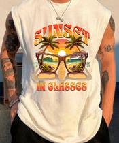 Camiseta Regata Oversized Masculina Cavada Academia Sunset Carnaval Treino Camiseta Regata Oversized Masculina Cavada Academia Sunset Carnaval Treino