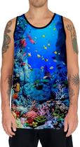 Camiseta Regata Paisagem Fundo do Mar Peixes Animais HD 3