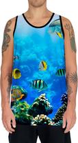 Camiseta Regata Paisagem Fundo do Mar Peixes Animais HD 5