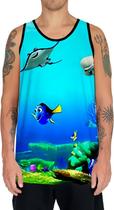 Camiseta Regata Paisagem Fundo do Mar Peixes Animais HD 7
