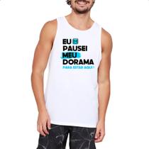 Camiseta Regata Pausei o meu dorama Azul Camiseta Regata Pausei o meu dorama Azul