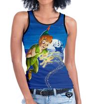 Camiseta regata Peter Pan FEMININA Pirata Desenho Adulto