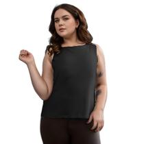 Camiseta Regata Plus Size Feminina Básica Lisa Com Forro Duplo Viscolycra