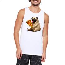 Camiseta Regata Pug comendo pizza