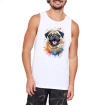 Camiseta Regata Pug Watercolor Arte