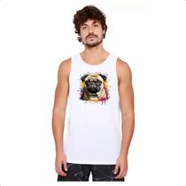 Camiseta Regata Pug Watercolor Splash Art