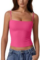 Camiseta regata QINSEN Basic Spaghetti Spaghetti com forro duplo Rosy M
