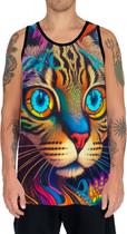 Camiseta Regata Rave Gato Psicodélico Good Vibe Psicodelia 7