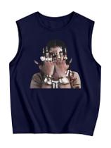 Camiseta regata Roseseek com estampa retrô masculina azul profundo tamanho M Camiseta regata Roseseek com estampa retrô masculina azul profundo tamanho M
