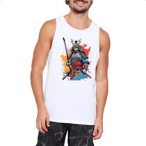 Camiseta Regata Samurai Watercolor Arte Camiseta Regata Samurai Watercolor Arte