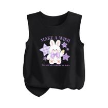 Camiseta Regata Sem Mangas Com Estampa De Coelho Kawaii Para Meninas, 5 Cores, Gola Redonda, Colete