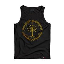 Camiseta Regata Senhor Dos Anéis Gandalf Estampa Dourada Camiseta Regata Senhor Dos Anéis Gandalf Estampa Dourada