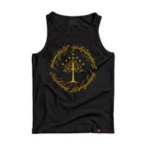Camiseta Regata Senhor Dos Anéis Gandalf Estampa Dourada