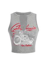 Camiseta regata SOLY HUX feminina com estampa de letras com decote em V sem mangas Camiseta regata SOLY HUX feminina com estampa de letras com decote em V sem mangas
